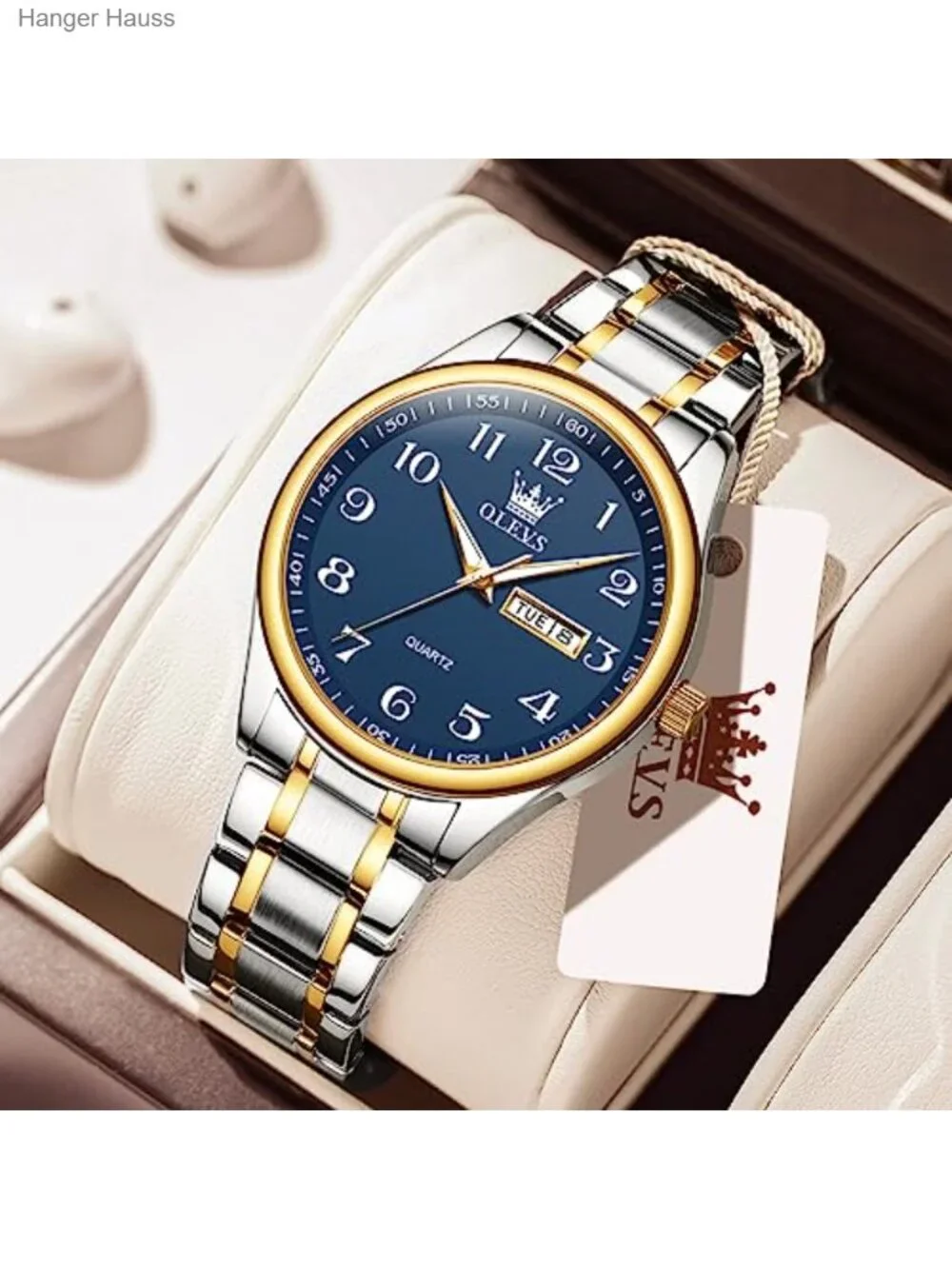 Men's Stainless Steel Casual Watch with Date Window, Classic Round Dial